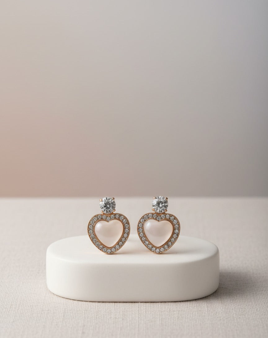 Pearl Heart Earrings